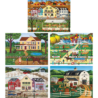 Set of 5: Art Poulin 550 Piece Jigsaw Puzzles