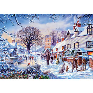 A Village in Winter 1000 Piece Jigsaw Puzzle