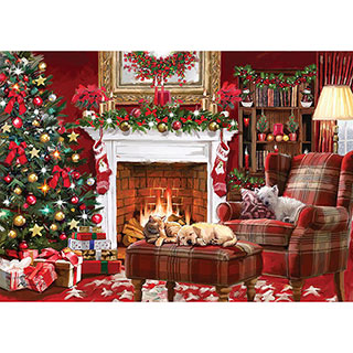 Pets By The Fire 300 Large Piece Jigsaw Puzzle