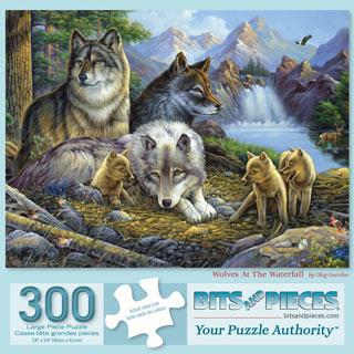 Wolves At The Waterfall 300 Large Piece Jigsaw Puzzle