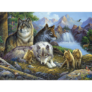 Wolves At The Waterfall 1000 Piece Jigsaw Puzzle