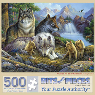 Wolves At The Waterfall 500 Piece Jigsaw Puzzle