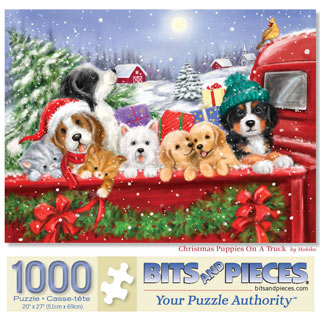 Christmas Puppies On A Truck 1000 Piece Jigsaw Puzzle