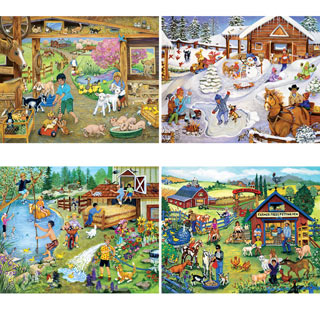 Fun On the Farm 4-in-1 Multipack 300 Large Piece Jigsaw Puzzles