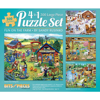 Fun On the Farm 4-in-1 Multipack 300 Large Piece Jigsaw Puzzles