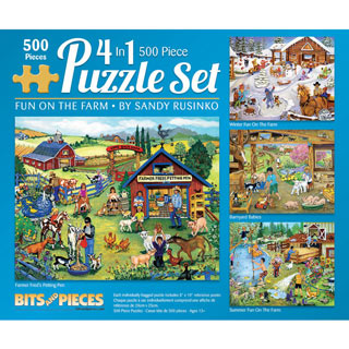 Fun On the Farm 4-in-1 Multipack 500 Piece Jigsaw Puzzles