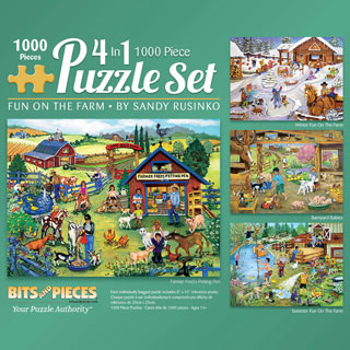 Fun On the Farm 4-in-1 Multipack 1000 Piece Jigsaw Puzzles