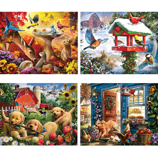 Country Living 4-in-1 300 Large Piece 4-in-1 Multi-Pack Puzzle Set