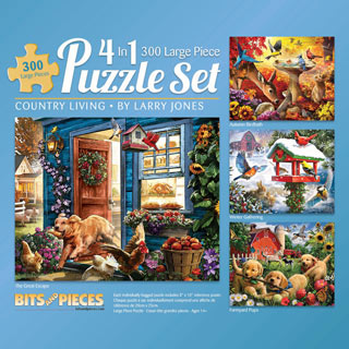 Country Living 4-in-1 300 Large Piece 4-in-1 Multi-Pack Puzzle Set