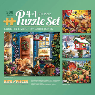 Country Living 4-in-1 500 Piece 4-in-1 Multi-Pack Puzzle Set