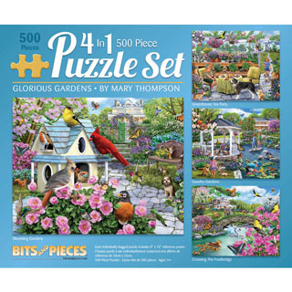 Glorious Gardens 4-in-1 Multipack 500 Piece Jigsaw Puzzle