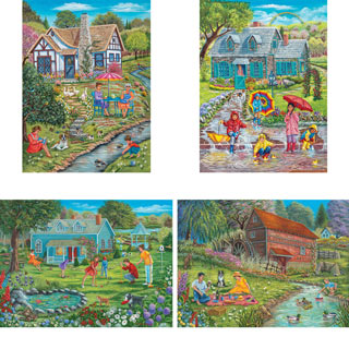 Set of 4: Christine Carey 300 Piece Jigsaw Puzzles