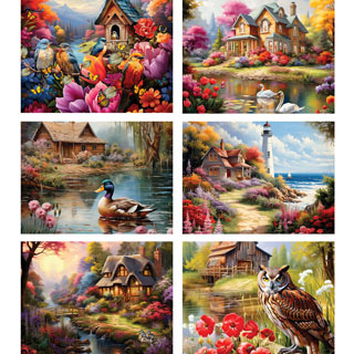 Set of 6: Shawna Stewart 300 Large Piece Jigsaw Puzzles