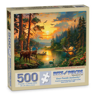 Sunset on Forest River 500 Piece Jigsaw Puzzle