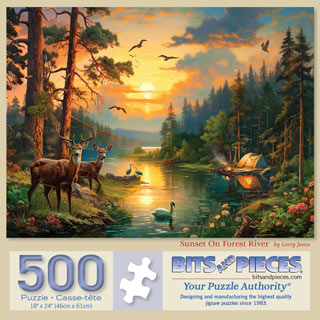 Sunset on Forest River 500 Piece Jigsaw Puzzle