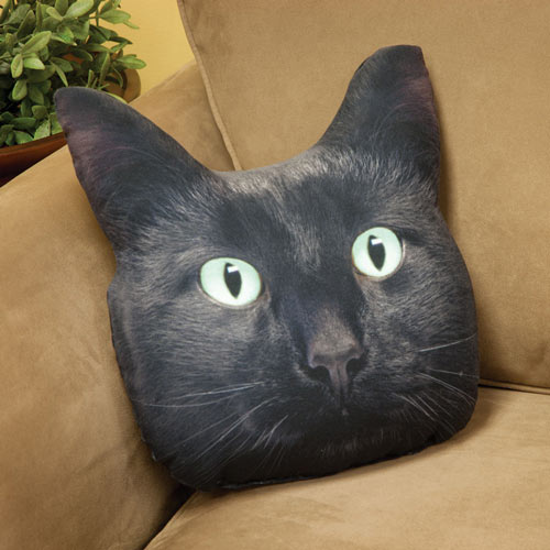 Black Cat Face Pillow