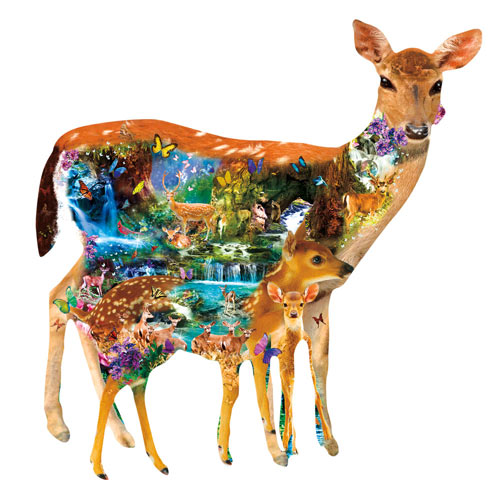 Mystical Forest Deer 1000 Piece Shaped Jigsaw Puzzle