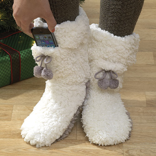 Slipper Socks with Pocket - Large