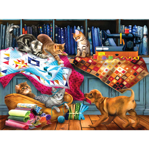 Quilting Room Mischief 300 Large Piece Jigsaw Puzzle