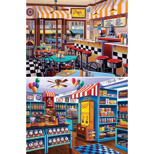 Set of 2: Old Fashioned Shop 750 Piece Jigsaw Puzzles