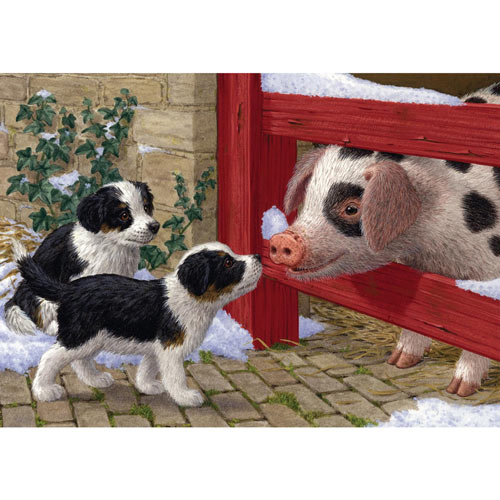 Puppies and the Pig 500 Piece Jigsaw Puzzle