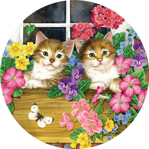 Whiskers at the Window 300 Large Piece Round Jigsaw Puzzle