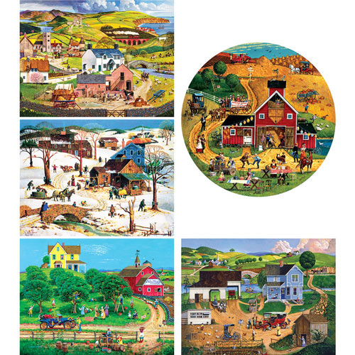 Set of 5: Bob Pettes 500 Piece Jigsaw Puzzles
