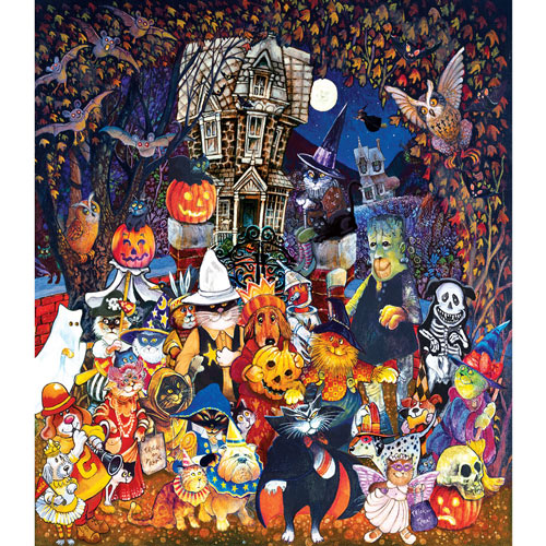 Cats and Dogs on Halloween 300 Large Piece Jigsaw Puzzle