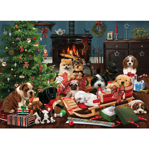 Christmas Puppies 500 Piece Jigsaw Puzzle
