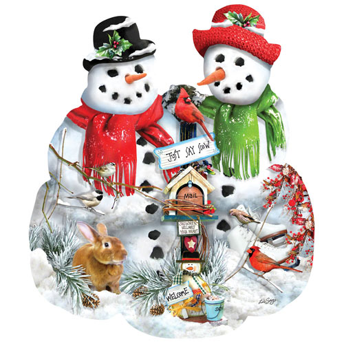 Snow Family 1000 Piece Shaped Jigsaw Puzzle