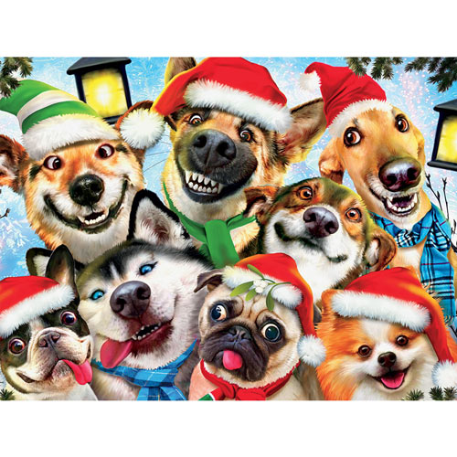 Christmas Cheer Dogs Selfie 550 Piece Jigsaw Puzzle