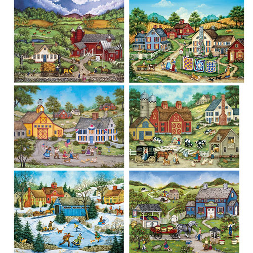 Set of 6: Bonnie White 1000 Piece Jigsaw Puzzles