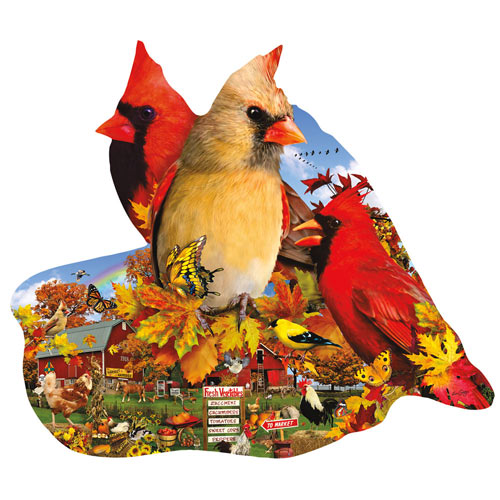 Fall Cardinals 800 Piece Shaped Jigsaw Puzzle