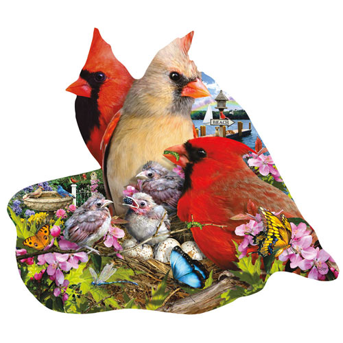 Spring Cardinals 800 Piece Shaped Jigsaw Puzzle