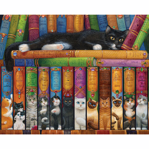 Cat Bookshelf 1000 Piece Jigsaw Puzzle