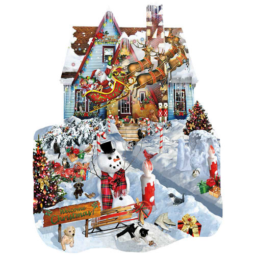 Christmas at Our House 1000 Piece Shaped Jigsaw Puzzle