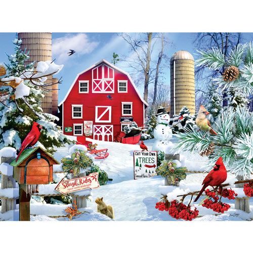 A Snowy Day on the Farm 300 Large Piece Jigsaw Puzzle