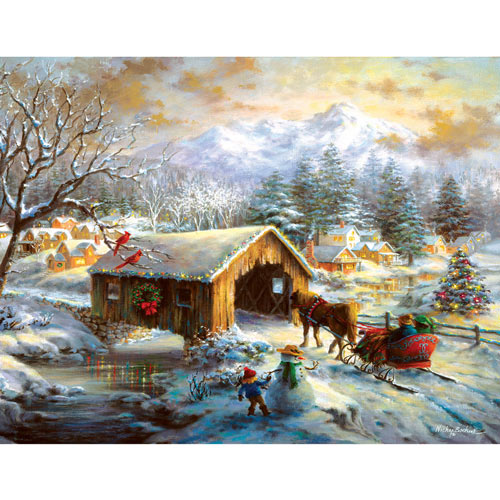 Over the Covered Bridge 500 Piece Jigsaw Puzzle