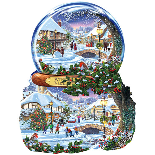 Winter Village Snow Globe 1000 Piece Shaped Jigsaw Puzzle