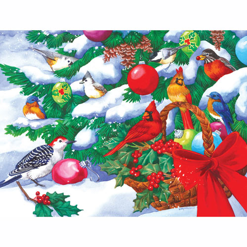 Birds and Christmas Basket 300 Large Piece Jigsaw Puzzle