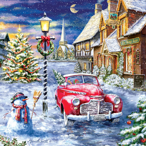 A Red Car for Christmas 500 Piece Jigsaw Puzzle