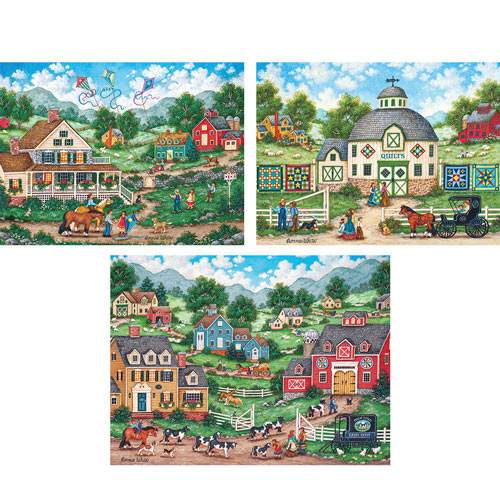 Set of 3: Bonnie White 300 Large Piece Jigsaw Puzzles