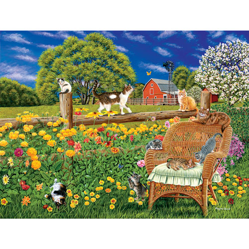 Cats, Flowers and Butterflies 300 Large Piece Jigsaw Puzzle