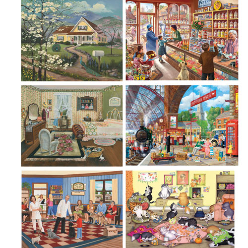 Set of 6: Peggy Knight 300 Large Piece Jigsaw Puzzles