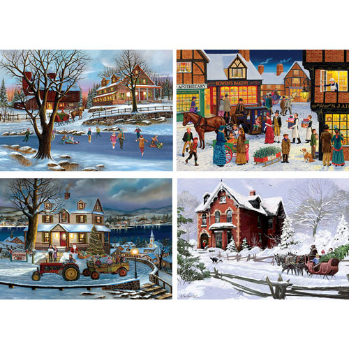 Set of 4: Winter Wonderland 1000 Piece Jigsaw Puzzles