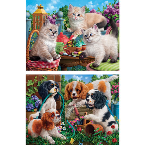 Set of 2: Garden Party 500 Piece Jigsaw Puzzles 