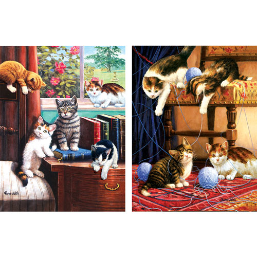 Set of 2: Kevin Walsh Kitty Mischief 500 Piece Jigsaw Puzzles