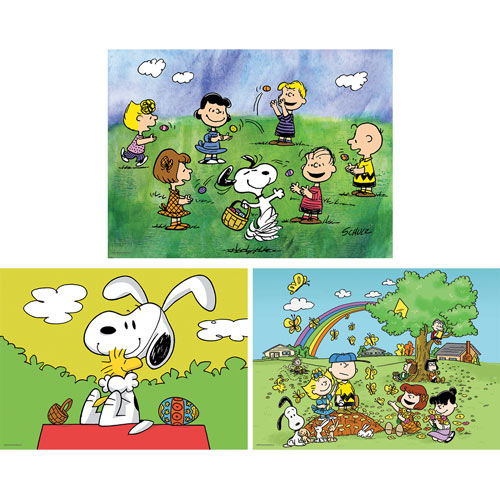Set of 3: Easter Peanuts® 100 Large Piece Jigsaw Puzzles