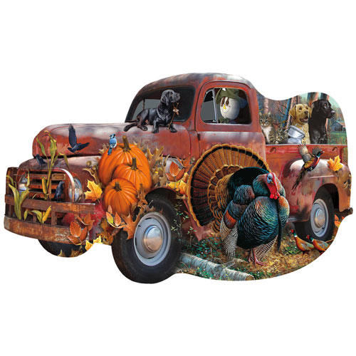 Harvest Truck 1000 Piece Shaped Jigsaw Puzzle