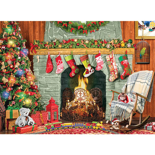 Christmas By The Fireplace 500 Piece Jigsaw Puzzle